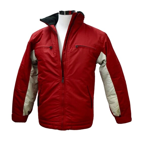 AMERICAN OUTPOST Men’s Winter Coat Full Zip Size S Red Beige Long Sleeves - Picture 5 of 7